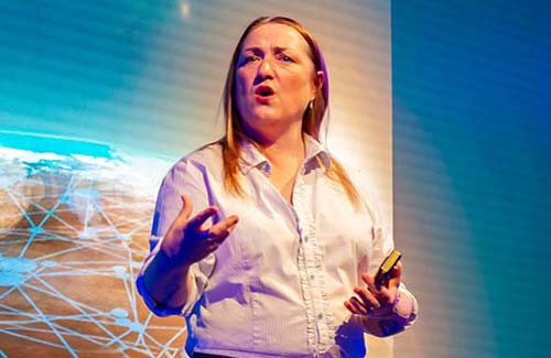 Jenny Radcliffe speaking on stage
