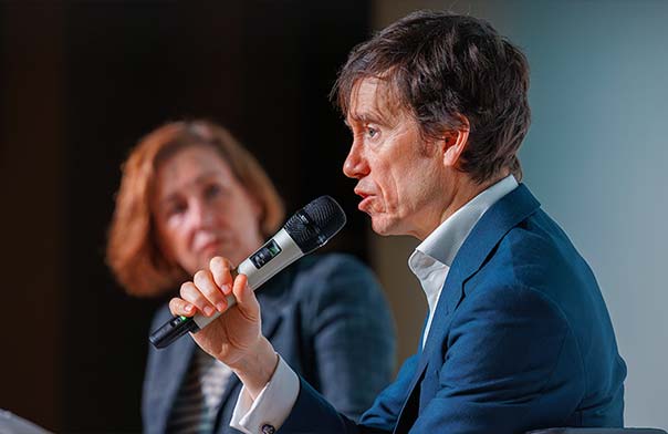 Rory Stewart speaking on Stage at JLA's Speakers Breakfast