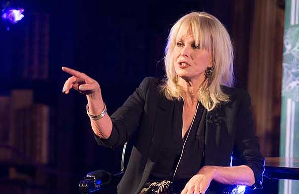 Joanna Lumley speaking on stage