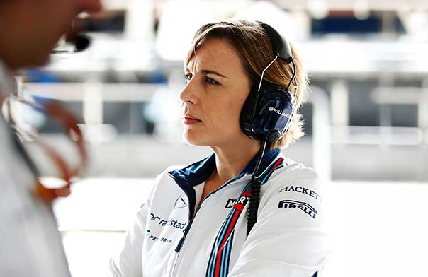 Claire Williams with headphones
