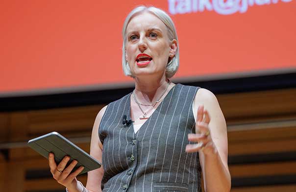 Steph McGovern on stage at JLA's Festival of Speech